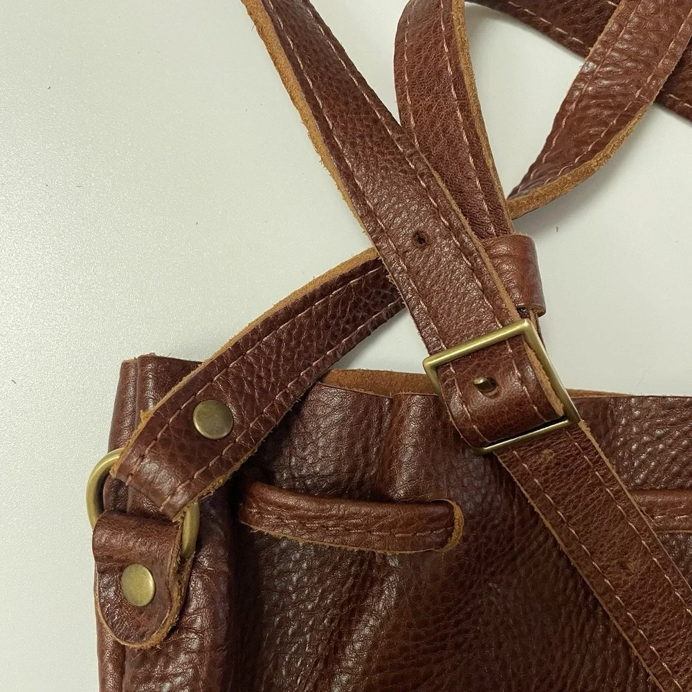 Portland Leather Goods Bucket Bag Pebbled Leather Brown‎ Handmade Artisanal B25